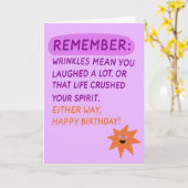 Grappige verjaardagskaart voor oudere leeftijd met kaart (Gele Bloem)