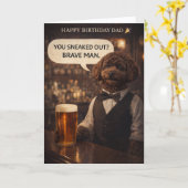 Grappige Verjaardagskaart voor Vader Hond Pub Grap Kaart (Gele Bloem)