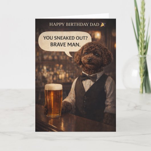 Grappige Verjaardagskaart voor Vader Hond Pub Grap Kaart (Voorkant)