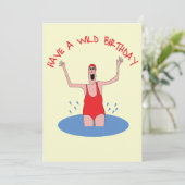 Grappige verjaardagskaart voor wilde, open water z feestdagenkaart (Staand voorkant)