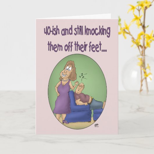 Grappige verjaardagskaarten: 40ish van hun voeten kaart (Gele Bloem)