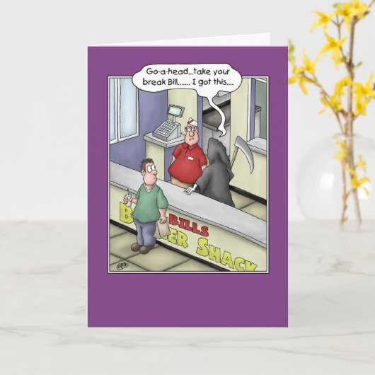 Grappige verjaardagskaarten: Burger Bash Kaart (Gele Bloem)