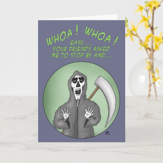 Grappige verjaardagskaarten: een jaar ouder kaart (Gele Bloem)