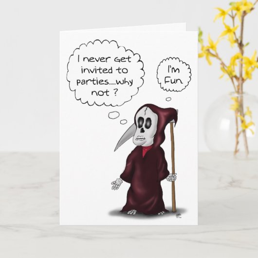 Grappige verjaardagskaarten: grimmige gedachten kaart (Gele Bloem)