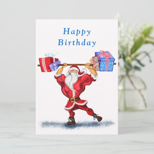 Grappige Verjaardagskaarten Kerstman met Cadeaus (Staand voorkant)