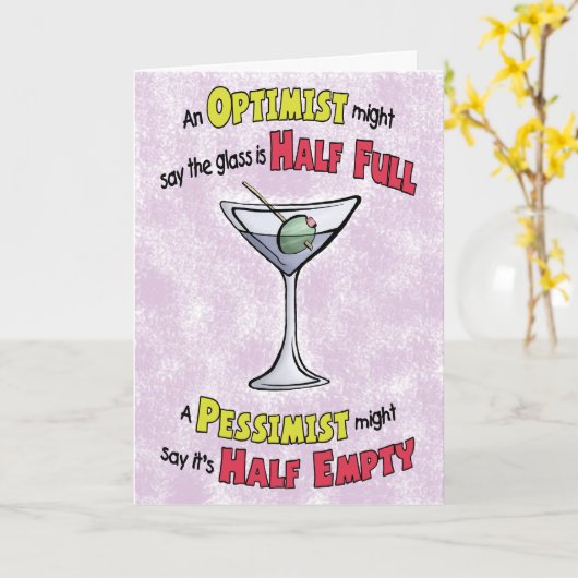 Grappige verjaardagskaarten: Martini filosofie Kaart (Gele Bloem)