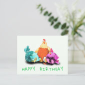 Grappige verjaardagskaarten met Happy Chickens Briefkaart (Staand voorkant)