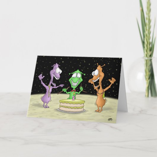 Grappige verjaardagskaarten: Moon Party Kaart (Voorkant)