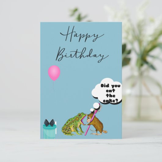 Grappige verjaardagskaarten "Muis en Kikker" Save The Date (Staand voorkant)