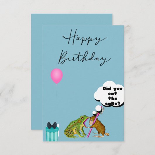 Grappige verjaardagskaarten "Muis en Kikker" Save The Date (Voorkant / Achterkant)