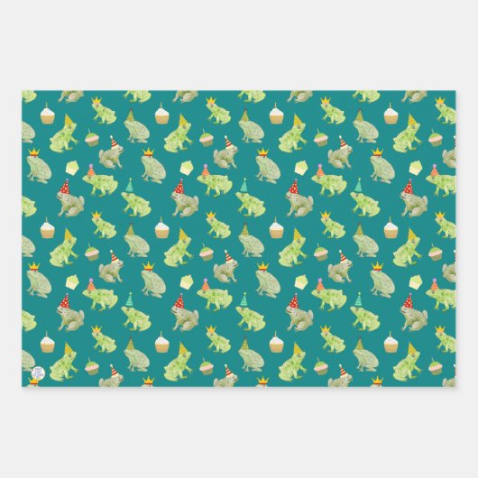 Grappige verjaardagskikkers met de hand geïllustre inpakpapier vel (Voorkant 3)