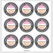 Grappige verjaardagsquote Stickers Roze Cupcakes (Vel)