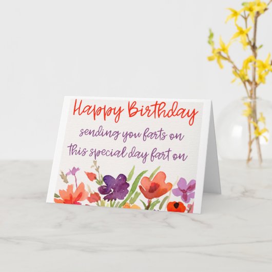 Grappige verjaardagsscheten kaart (Gele Bloem)