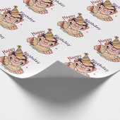 Grappige verjaardagssticker cadeaupapier (Hoek)