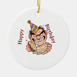 Grappige verjaardagssticker keramisch ornament