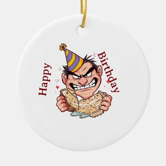 Grappige verjaardagssticker keramisch ornament (Voorkant)