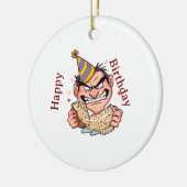 Grappige verjaardagssticker keramisch ornament (Links)