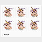Grappige verjaardagssticker vierkante sticker (Vel)