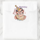 Grappige verjaardagssticker vierkante sticker (Tas)