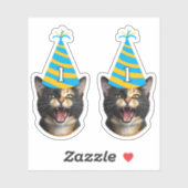 Grappige verjaardagssticker voor katten – Aangepas Sticker (Vel)