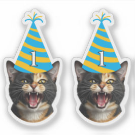 Grappige verjaardagssticker voor katten – Aangepas Sticker