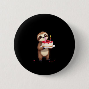 Grappige verjaardagstaart met luiaard kostuum voor ronde button 5,7 cm