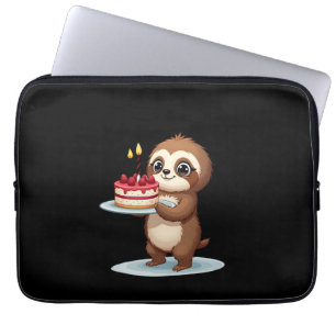 Grappige verjaardagstaart met luiaardkostuum voor laptop sleeve
