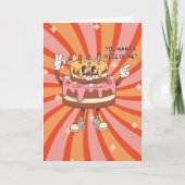 Grappige verjaardagstaart, retro, leuk, op maat feestdagen kaart (Voorkant)