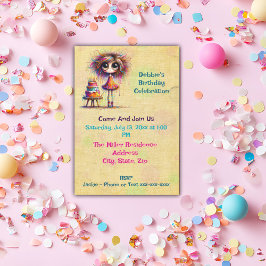 Grappige verjaardagstaart voor meisjes kaart