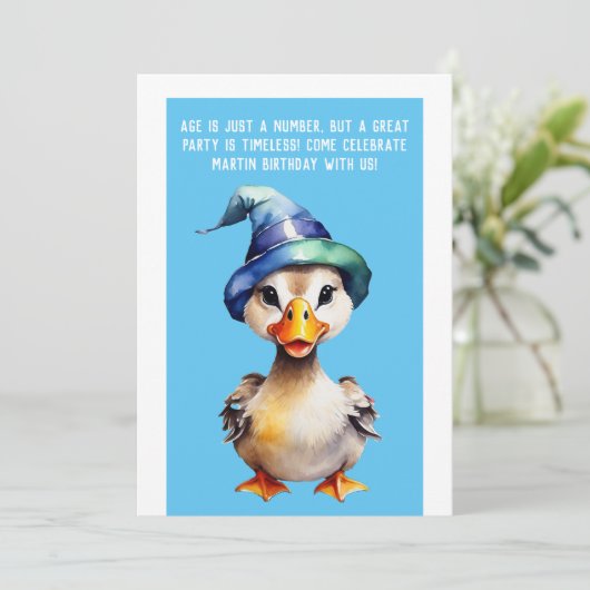 grappige verjaardagsuitnodiging is slechts een get kaart (Staand voorkant)