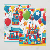 Grappige verjaardagsuitnodiging voor jongens kaart (Voorkant / Achterkant)