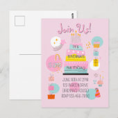 Grappige verjaardagsuitnodiging voor kinderen briefkaart (Voorkant / Achterkant)