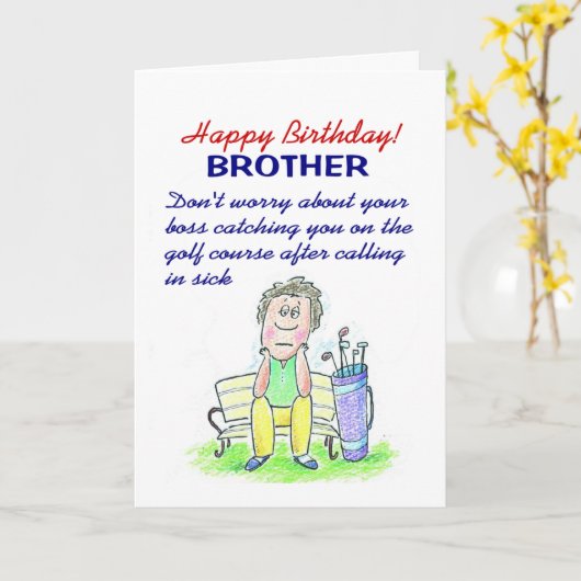 Grappige verjaardagswens golfer kaart (Gele Bloem)