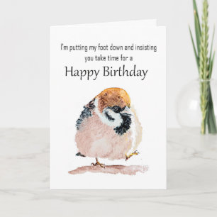 Grappige verjaardagswensen Cute Little Musvogel Kaart