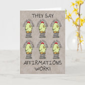 Grappige verjaardagswensen, lente kip kaart (Gele Bloem)