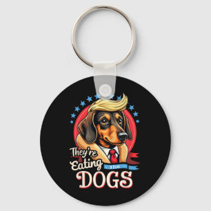 Grappige verkiezing 2024 Retro Ze eten de honden Sleutelhanger