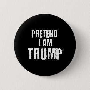Grappige Verkleed Ik Ben Trump Halloween Politieke Ronde Button 5,7 Cm