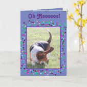 Grappige Verlate Verjaardag Kaart w / Basset & Cup (Gele Bloem)