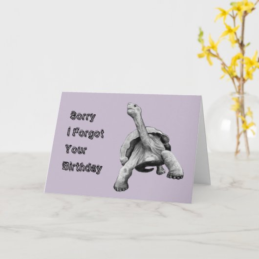 Grappige Verlate Verjaardag, Trage Schildpad, Potl Kaart (Gele Bloem)