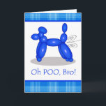 Grappige Verlate Verjaardag voor Broer, Poedel Far Kaart<br><div class="desc">Grappige Verlate Verjaardag voor Broer,  Poedel Scheten. Blauwe poedelballon die lucht afgeeft,  LOL.Blauw en wit geplakt tegen een felwitte achtergrond creëer een eigentijdse en moderne look. Hondenballon bedankt naar naoshika/OpenClipArt.</div>