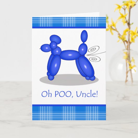 Grappige Verlate Verjaardag voor Oom, Poedel Fart Kaart (Gele Bloem)