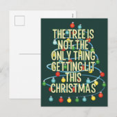 Grappige verlichte kerstboom feestdagenkaart (Voorkant / Achterkant)