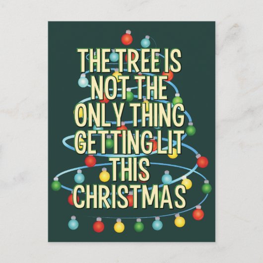 Grappige verlichte kerstboom feestdagenkaart (Voorkant)