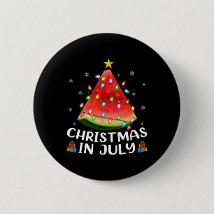 Grappige Verlichting Watermeloen Kerstboom Zomer K Ronde Button 5,7 Cm