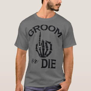 Grappige Verloofde Bruidegom Skelet Hand Trouwring T-shirt
