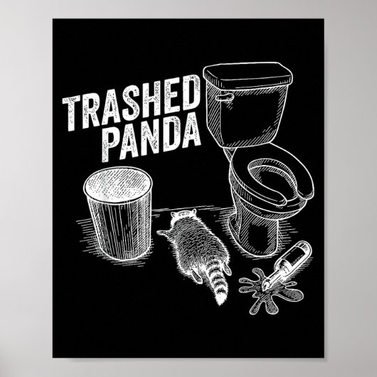 Grappige Verlopen Panda Dronken Wasbeer Meme Alcoh Poster (Voorkant)