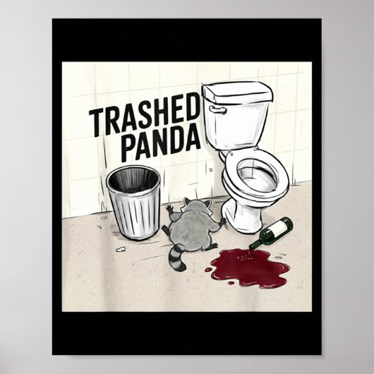 Grappige Verlopen Panda Wasbeer Wordt Dronken  Poster (Voorkant)