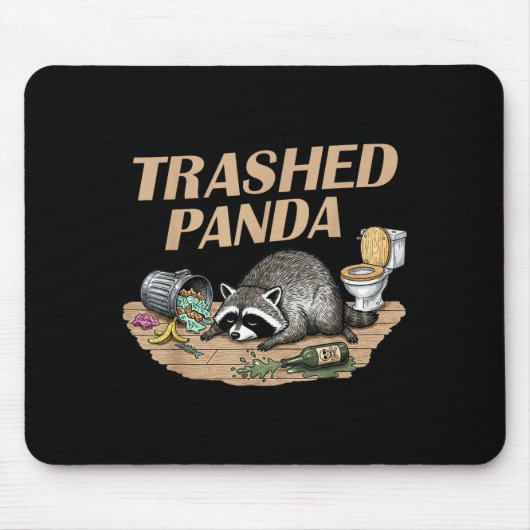 Grappige Verlopen Panda Wasbeer Wordt Dronken Wasb Muismat (Voorkant)