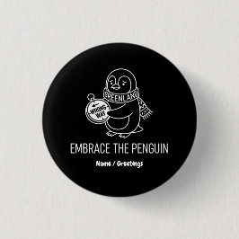 Grappige Verloren Groenlandse Pinguïn Omhelst de V Ronde Button 3,2 Cm