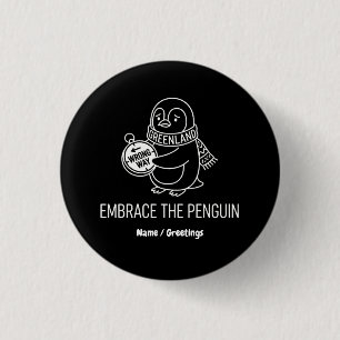 Grappige Verloren Groenlandse Pinguïn Omhelst de V Ronde Button 3,2 Cm